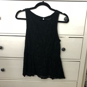 Forever21 Black Lace Peplum Open Back Top